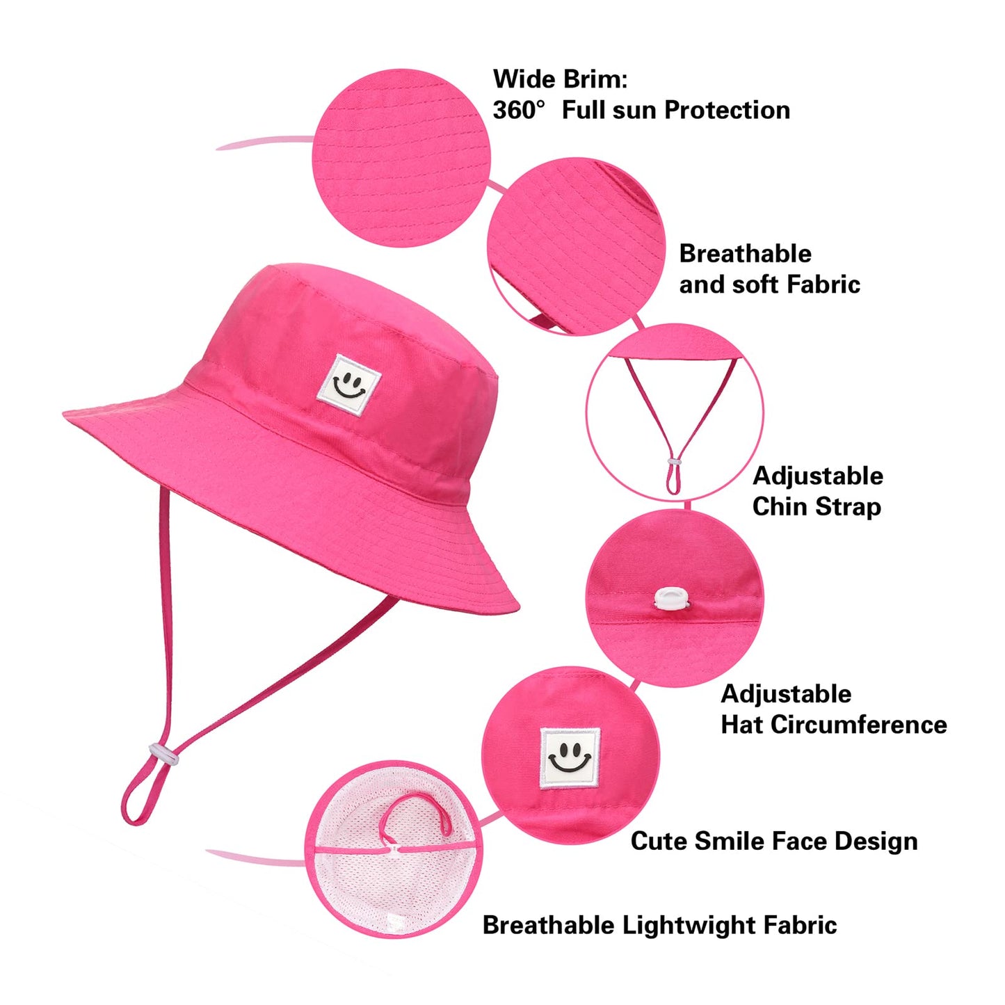 Maxnova Baby Bucket Hats 0-6 Months Hot Pink