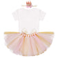 My 1/2 1St Birthday Outfit Baby Girls Shiny Crown Romper + Ruffle Tulle Skirt + Sequins Crown Flower Headband Glitter Party Dres