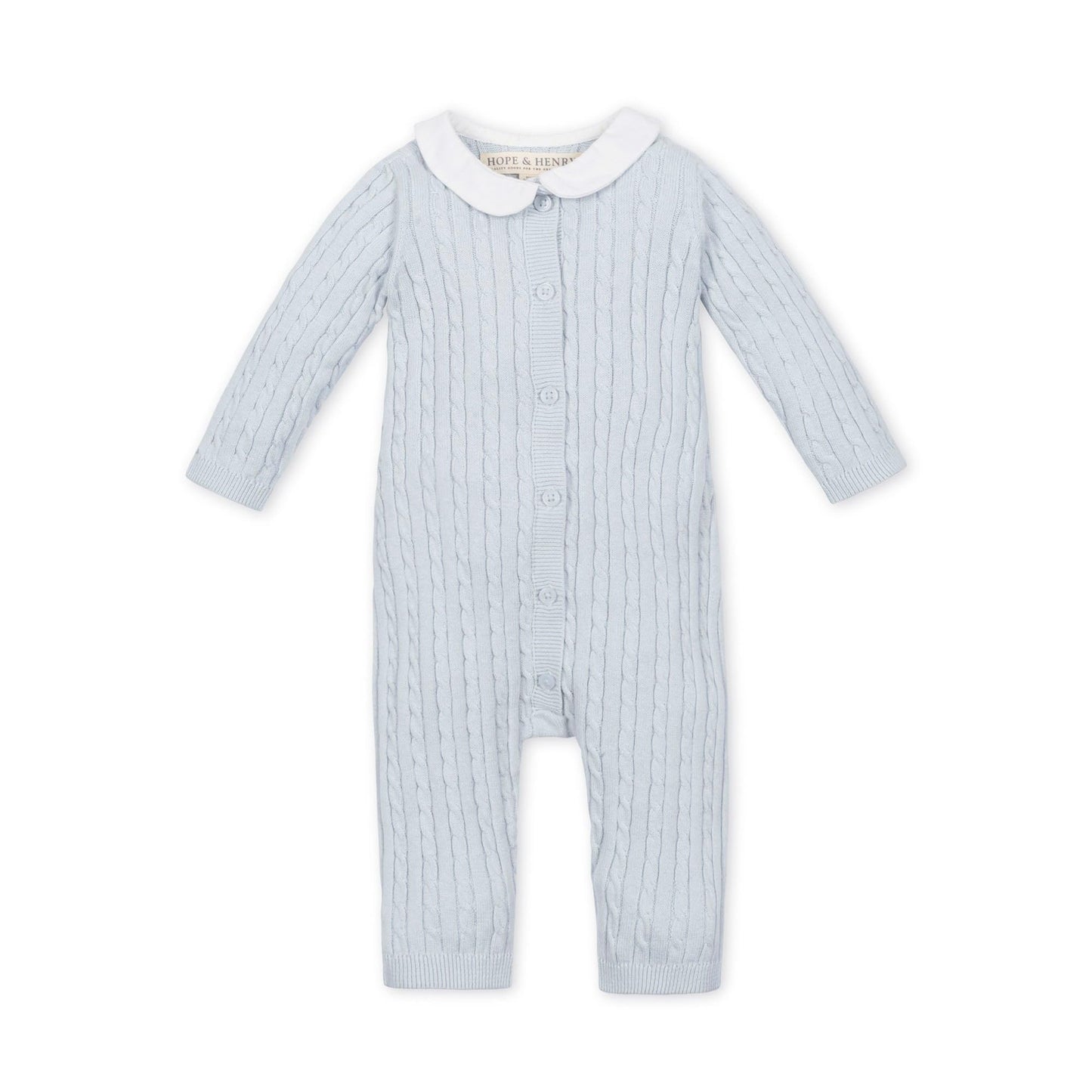 Hope & Henry Layette Soft White Cable Knit Sweater Romper