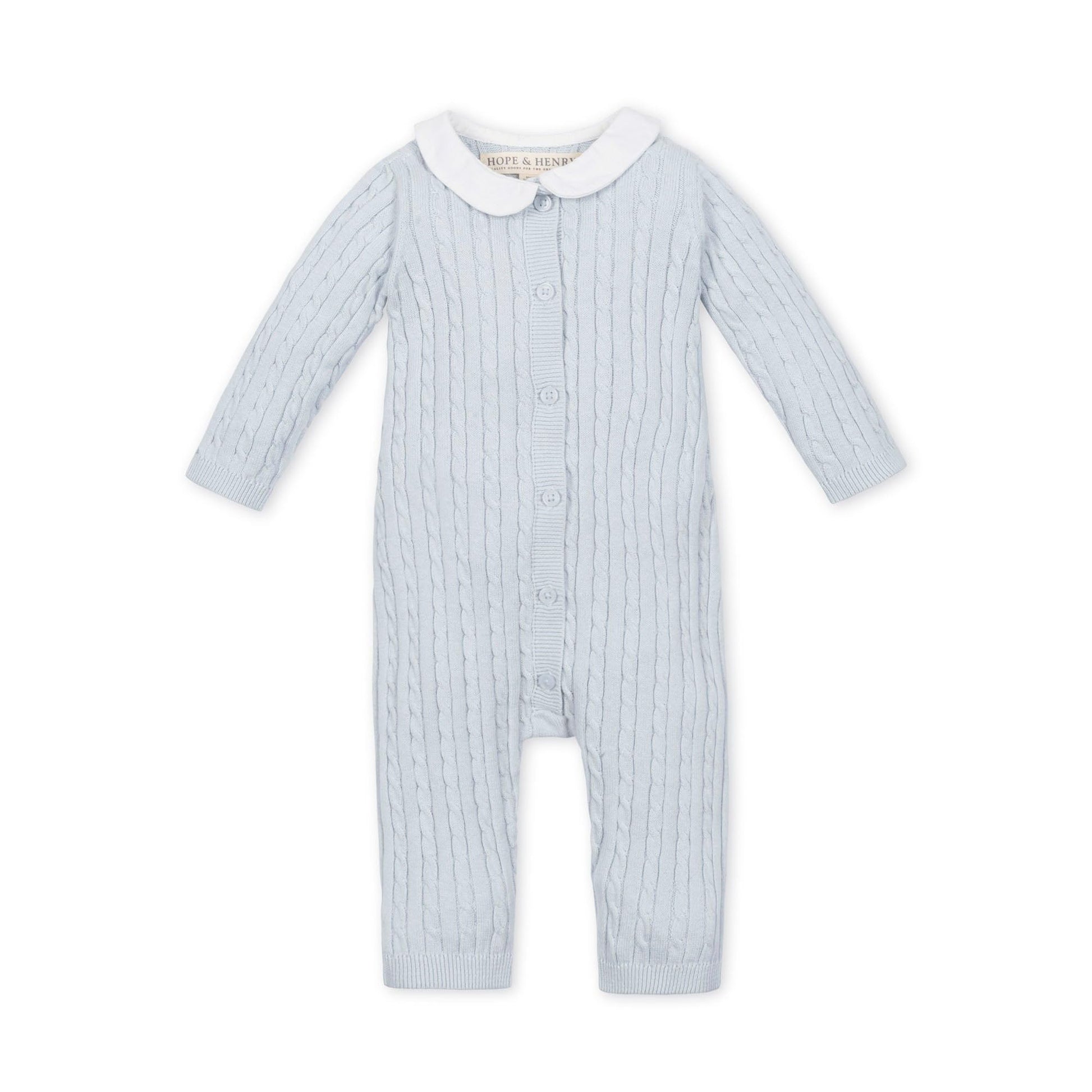 Hope & Henry Layette Soft White Cable Knit Sweater Romper