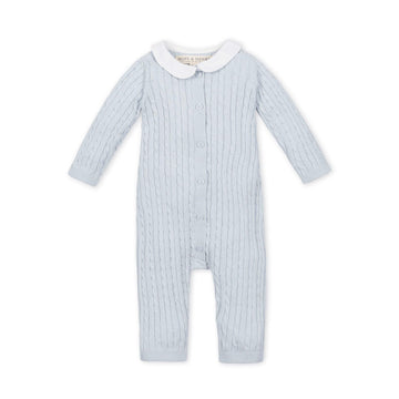 Hope & Henry Layette Soft White Cable Knit Sweater Romper