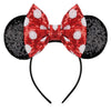 Lylin Mouse Ears Headband, Sequin Ears Headbands With Bow Princess Decoration Halloween Hairs Accessories For Girls Women Boys B