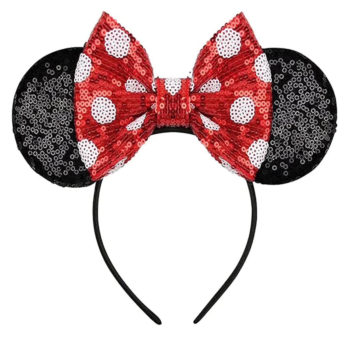 Lylin Mouse Ears Headband, Sequin Ears Headbands With Bow Princess Decoration Halloween Hairs Accessories For Girls Women Boys B