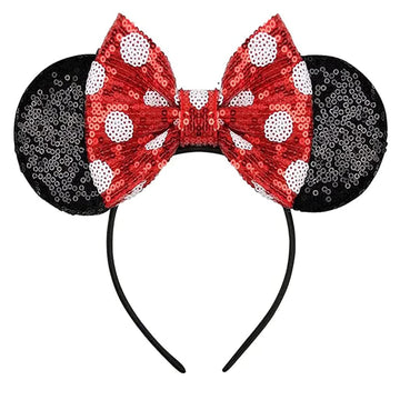 Lylin Mouse Ears Headband, Sequin Ears Headbands With Bow Princess Decoration Halloween Hairs Accessories For Girls Women Boys B