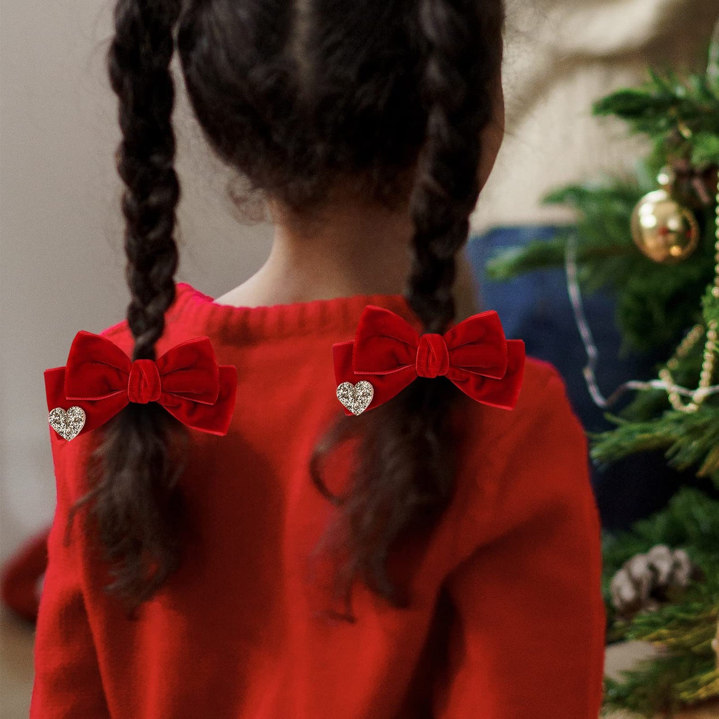 Red Velvet Hair Bows Cute Christmas Valentine School Hair Clips Handmade Hair Accessories For Kids Girls Infants Toddler Headdre