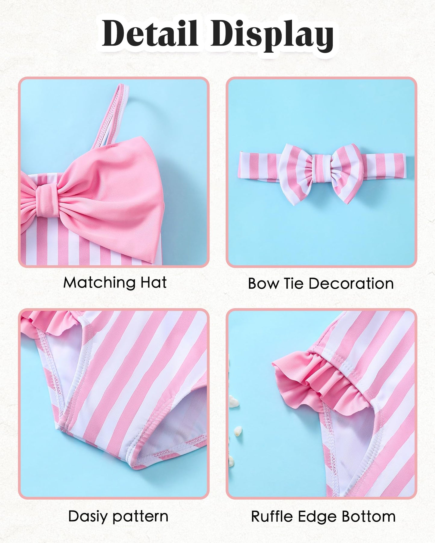 Mioglrie Baby Girl Swimsuit Infant 6-12 Month Bathing Suits Newborn Girls Summer Beach Swimwear Toddler Pink Ruffle Stripe One P