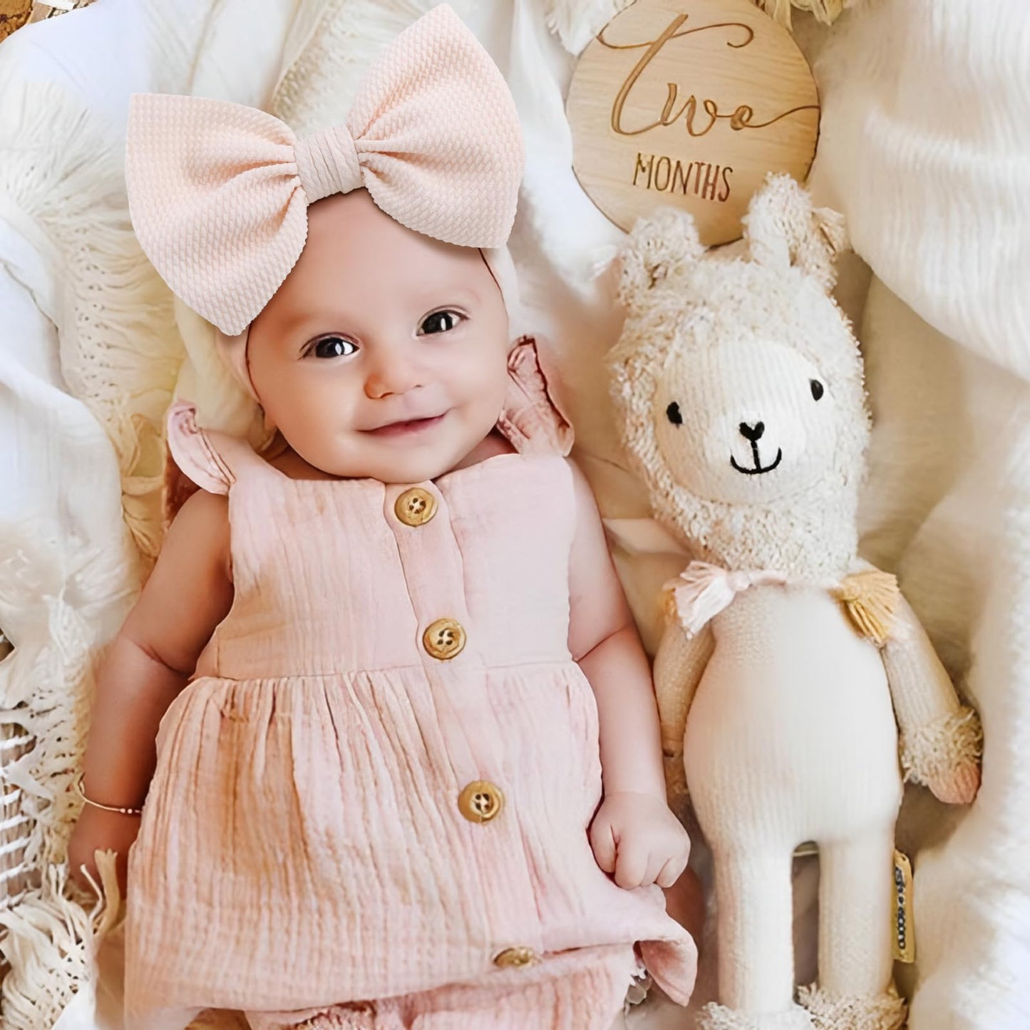 Lanmerry Oversized Headbands With Bows And Elastics For Girls, Infants, Toddlers, Kids - 3 Pack Gray