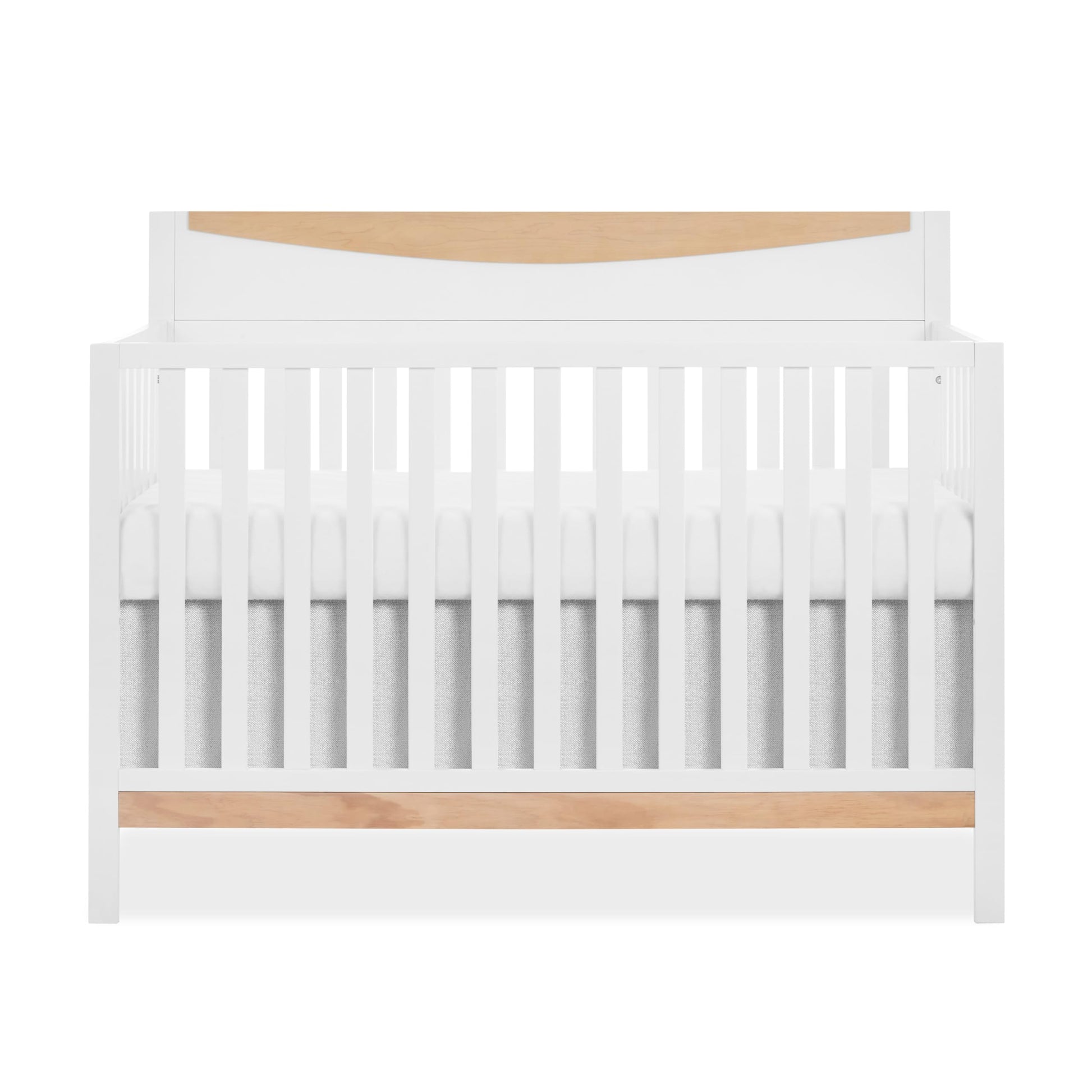 Dream On me Emerson 5-in-1 Convertible Full-Size Baby Crib in White & Vintage Oak, GreenGuard Gold & JPMA, Converts to Toddler, 