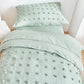 4 Piece Tufted Dots Toddler Bedding Set Solid Green Jacquard Pom Pom Tufts, Soft And Embroidery Shabby Chic Boho Design For Baby