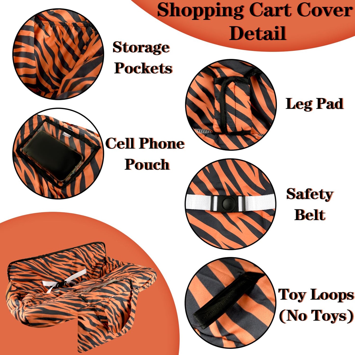 Shopping Cart Cover For Baby Girl & Boy 2-In-1 High Chair Water Resistant High Chair Cover W/Phone Pouch & Pocket Gender Neutral