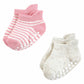 Hudson Baby Unisex Baby Non-Skid No-Show Socks, Pink Green, 6-12 Months