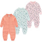 MAMIMAKA Baby Girls 2-way Zipper Romper Footless Jumsuit Cotton Newborn Clothes Set, 3-6 Months