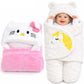 First Kick Baby Blankets New Born Combo Pack Of Hooded Wrapper Coral Polyester Sleeping Bag & Baby Bath Towel For 09 Months Bab