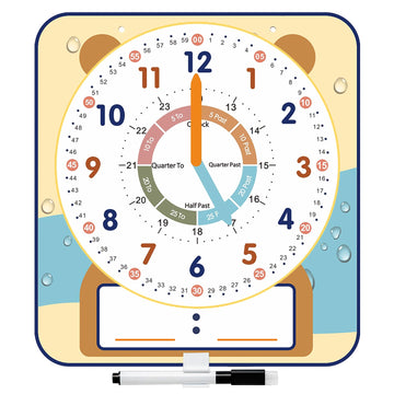 ANCOMEDO Large 12  Magnetic Writable Dry Erase Teaching Clock with Cute Style, Teaching Demonstration Clock for Kids Learning Pr