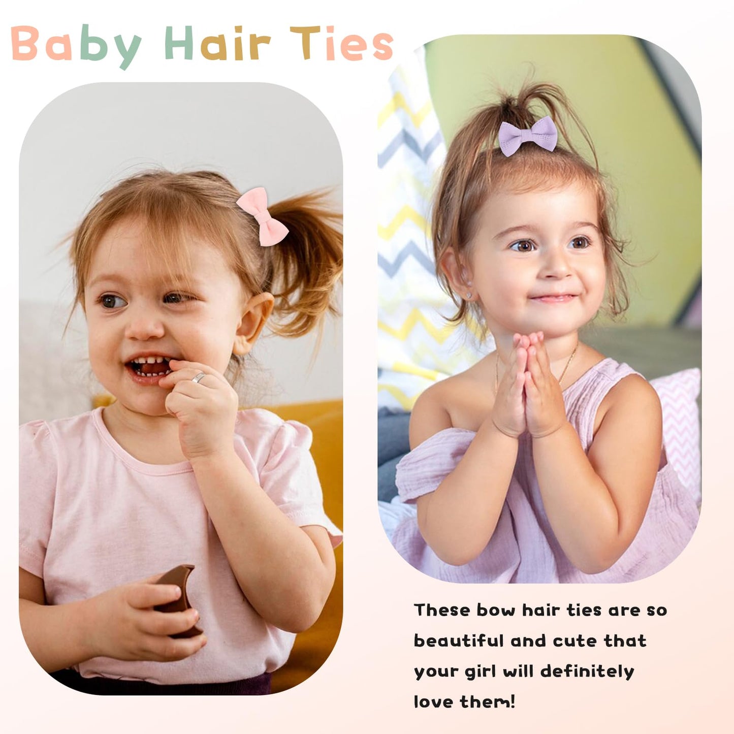 Aco-Uint Baby Toddler Hair Ties, 30 Pack Bow Hair Ties Soft Elastic No Damage Samll Ponytail Holders Hair Accessories For Girls
