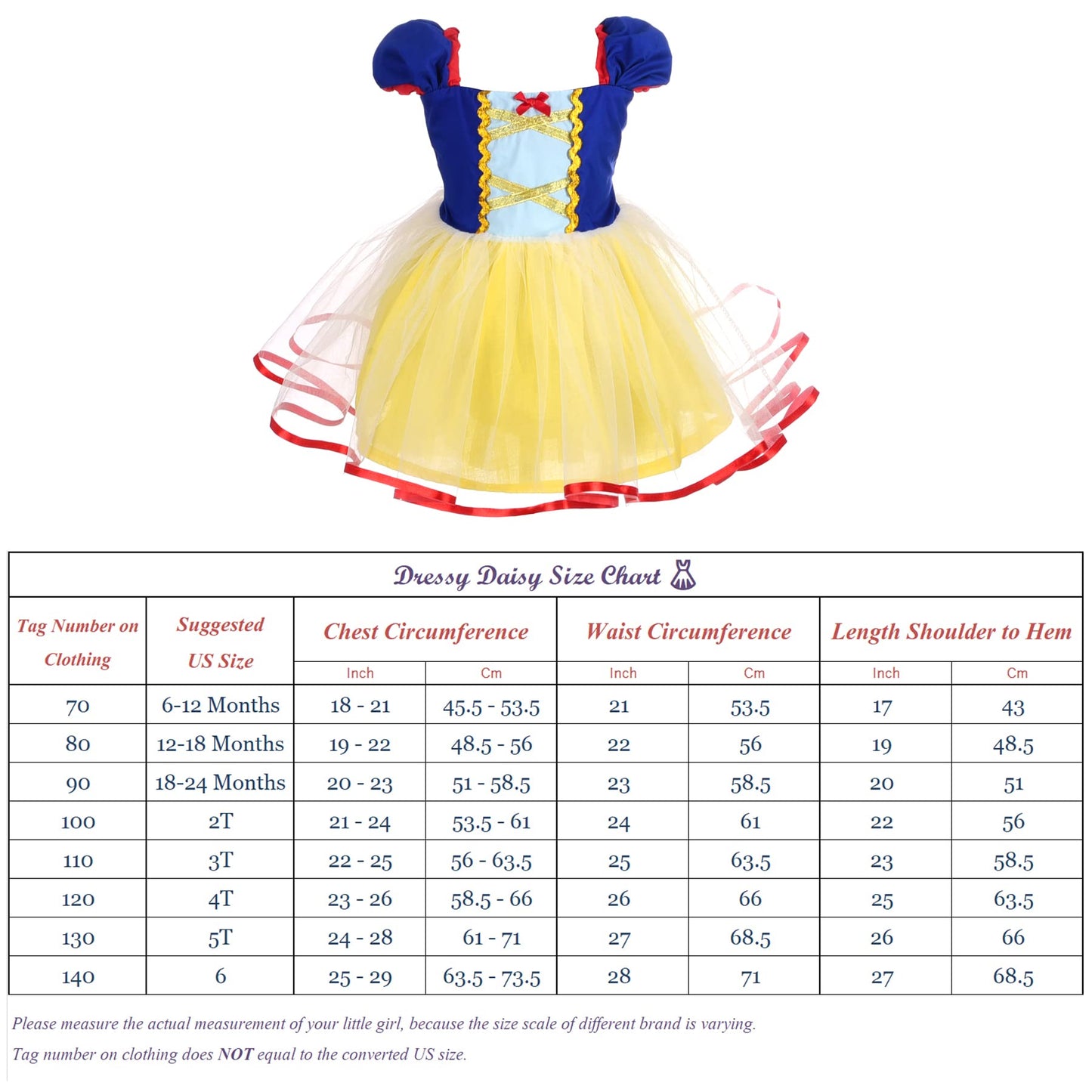 Dressy Daisy Princess Costumes Birthday Fancy Halloween Xmas Party Dresses Up for Toddler Girls with Accessories