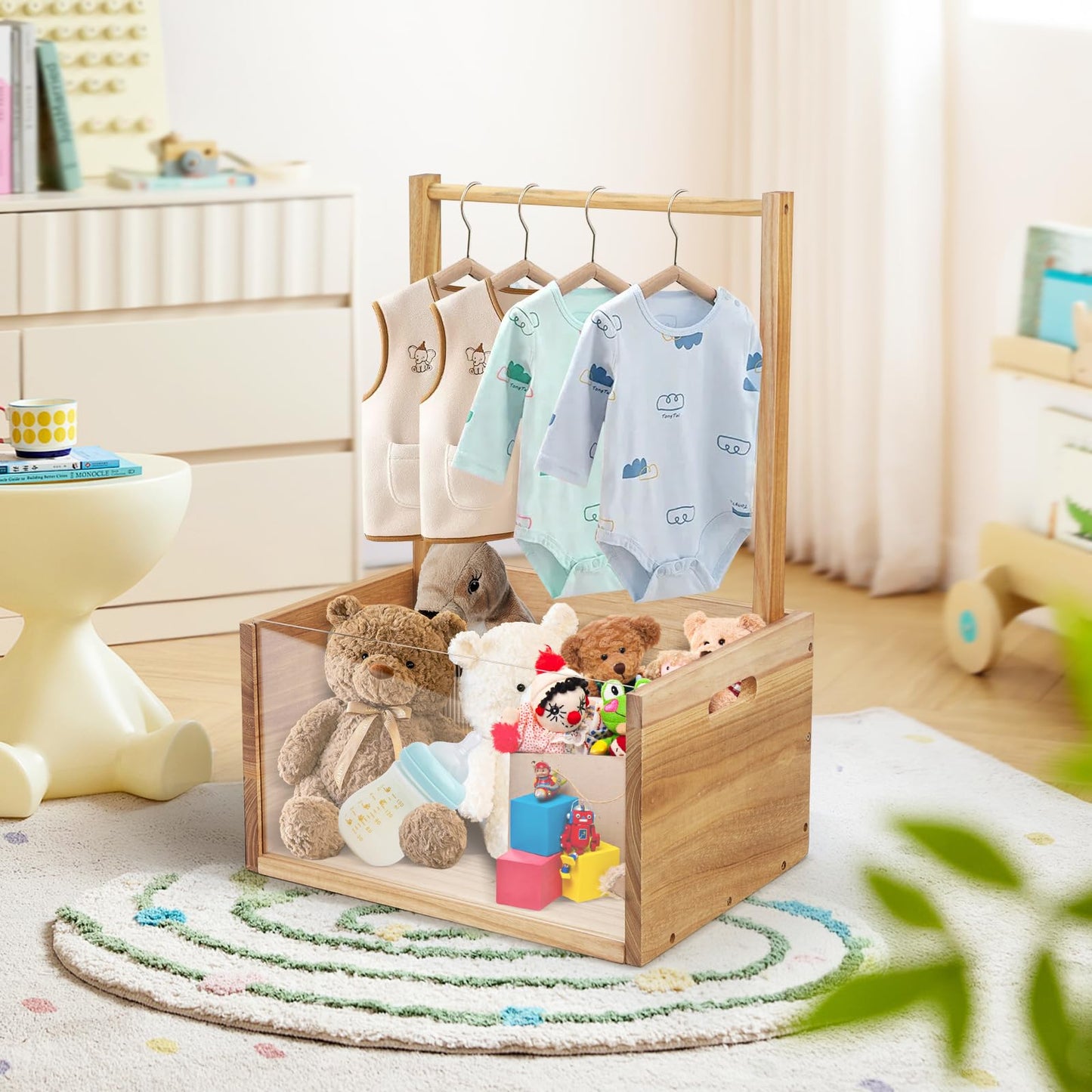 Orionstar Wooden Baby Shower Crate Closet, Baby Gift Basket With Handle, Baby Shower Basket Closet For Baby Clothes, Pregnancy G