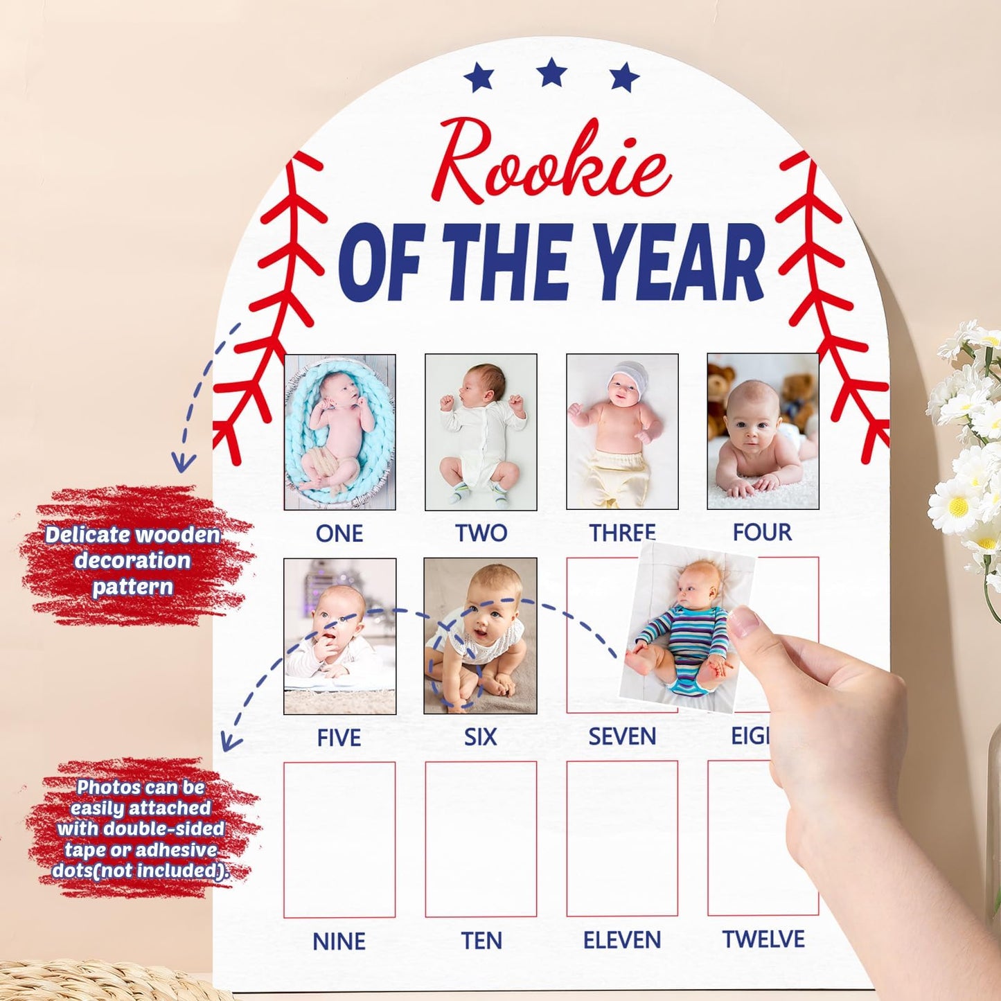 Berry First Year Photo Board Strawberry Birthday Party Wooden Board Decorations 12 Monthly Milestone Picture Frame One Year Old