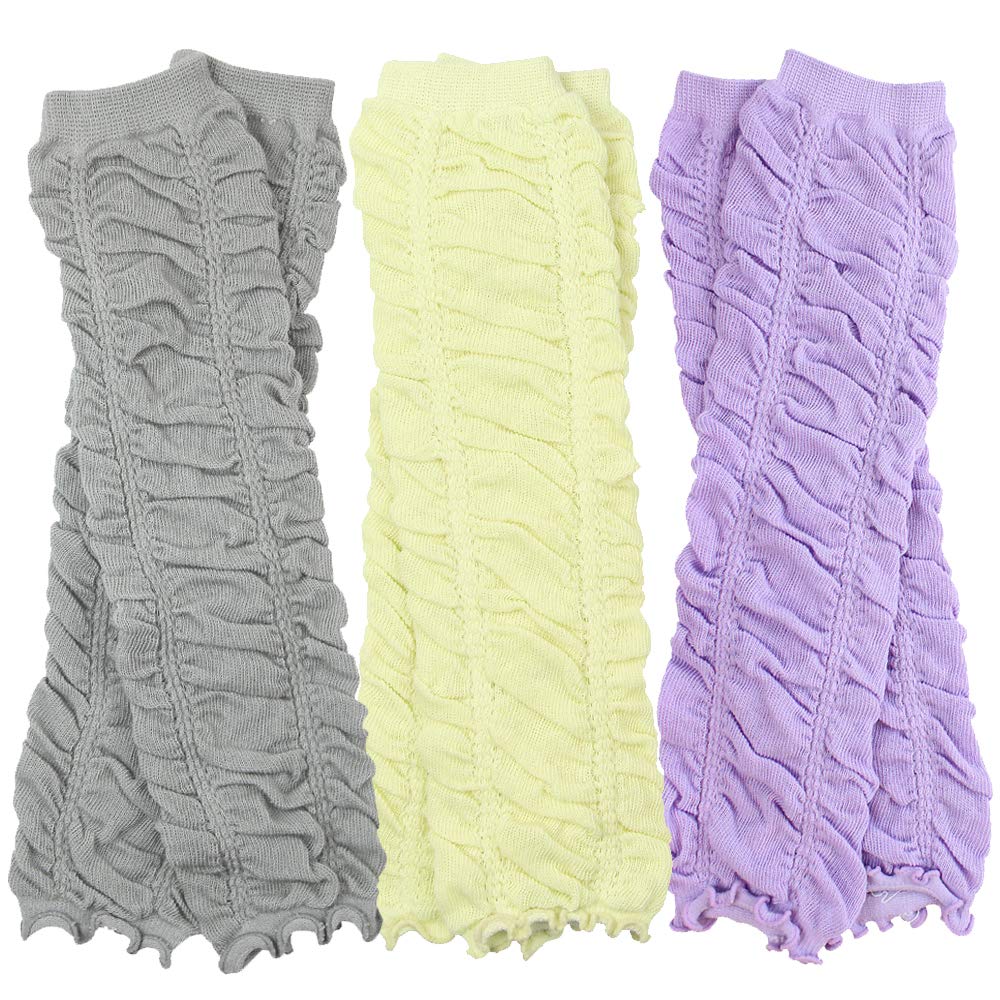 Judanzy 3 Pairs Of Girls Baby Leg Warmers For Newborn, Infant, Toddler, Child (Newborn (Up To 15 Pounds), Gray, Yellow & Lavende