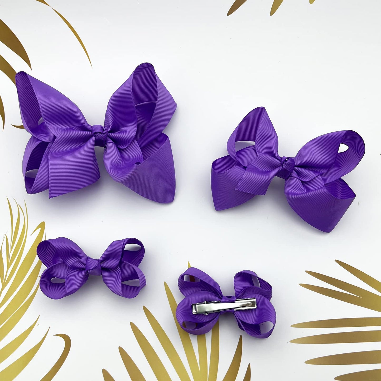 Purple Bows For Girls,6Pcs Hand-Made Grosgrain Ribbon Hair Bows Alligator Clips Hair Accessories For Little Teen Toddler Girls K