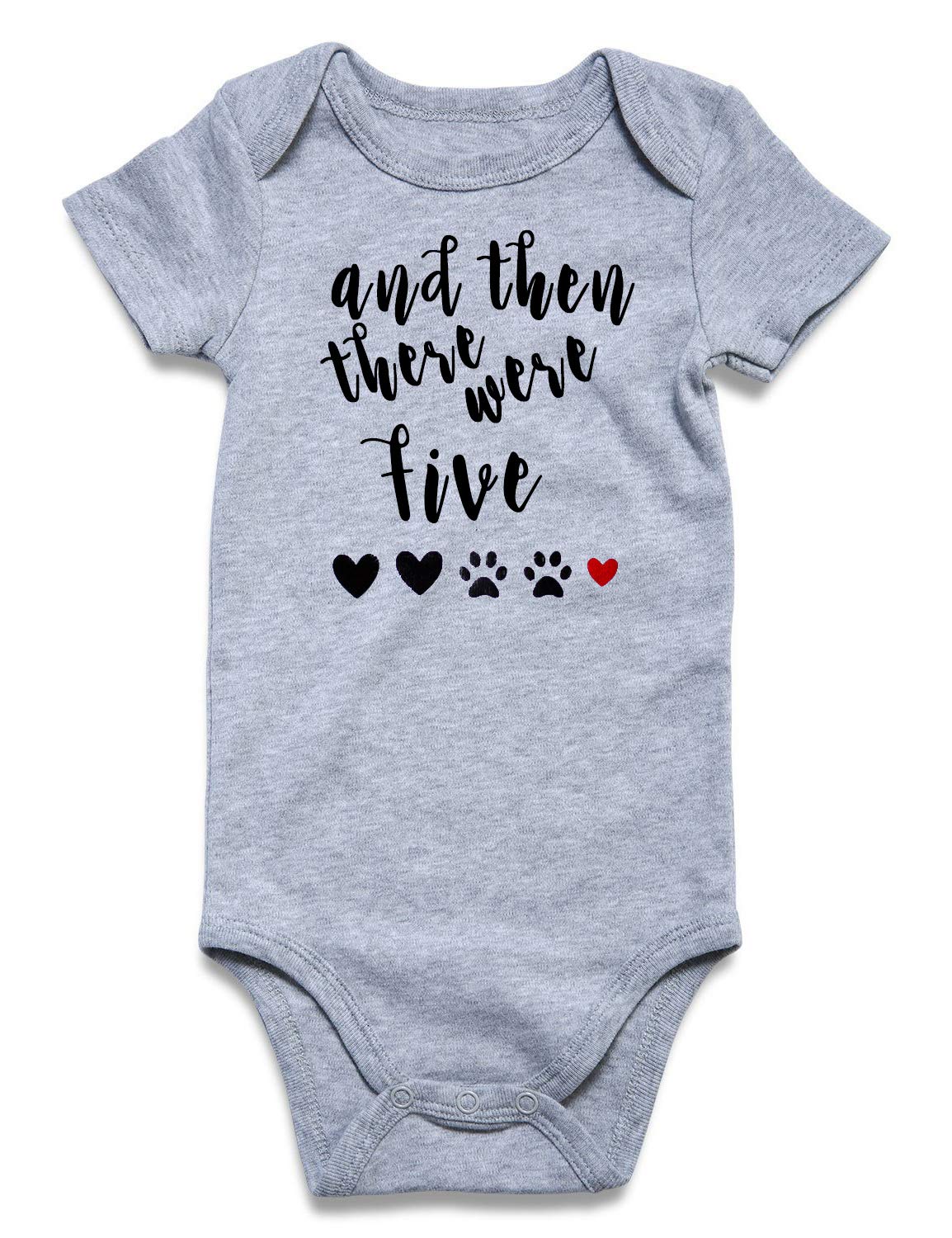 Bfustyle Child Baby Boy Girl Unisex Announcement Romper And Then There Were Five Paws Print Short Sleeve Winter Pregnancy Reveal