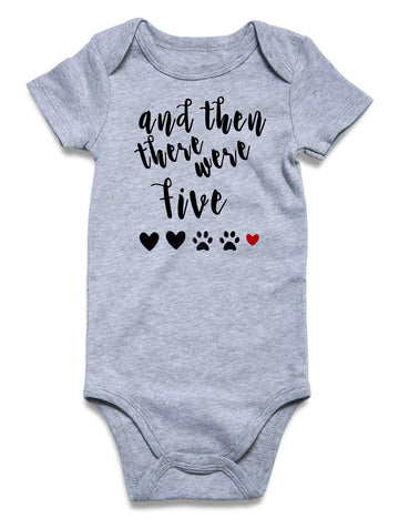 Bfustyle Child Baby Boy Girl Unisex Announcement Romper And Then There Were Five Paws Print Short Sleeve Winter Pregnancy Reveal