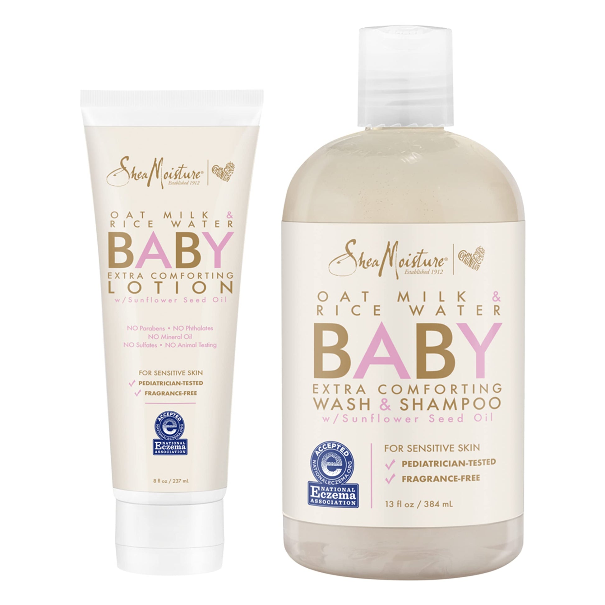 SheaMoisture Baby Wash and Shampoo 21 oz 2 Count - Oat Milk and Rice Water Care with Shea Butter for Sensitive and Dry Skin, Hyp