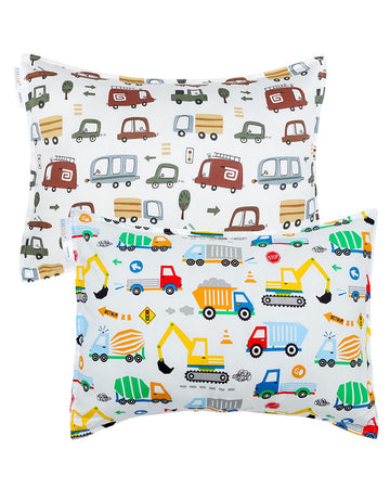 ALVABABY Toddler Pillowcases 2 Pack Organic Cotton Fit 13x 18 or 14x19 Kids Pillow Cover Envelope for Girl Boy Travel(Pillowcase
