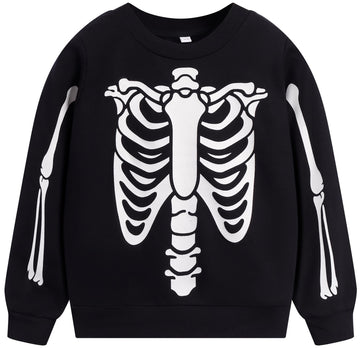 Akyzic Halloween Sweatshirt Kids Glow In The Dark Toddler Skeleton Shirt Unisex Baby Boys Pumpkin Long Sleeve Tops Halloween Out