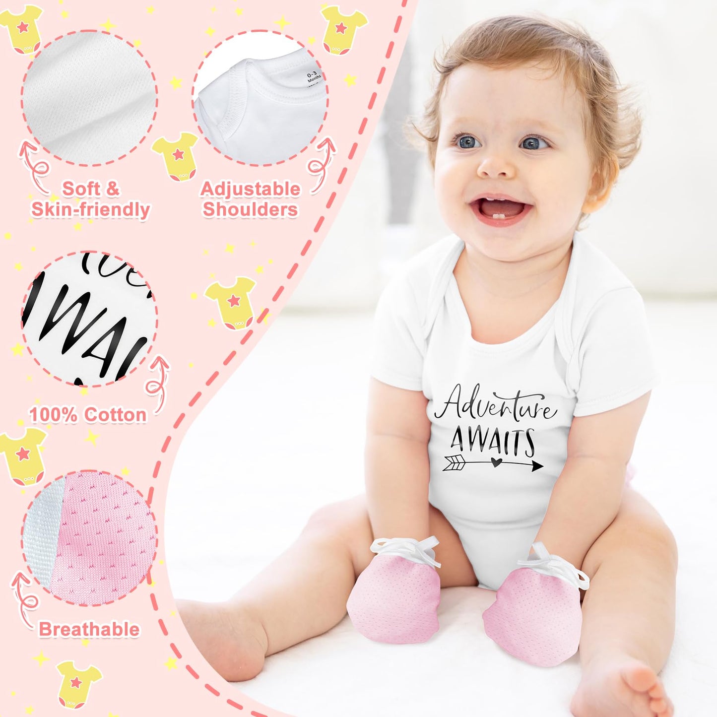 Baby Shower Gifts For Girls, 10Pcs Baby Girl Baby Shower Gifts Set, Premium Essential Welcome Baby Girl Gifts Basket Set, Baby G