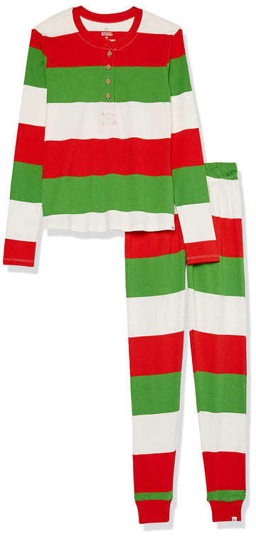 Honestbaby Baby Toddler 2-Piece Organic Cotton Family Jammies Pajamas, Bold Holiday, 2T