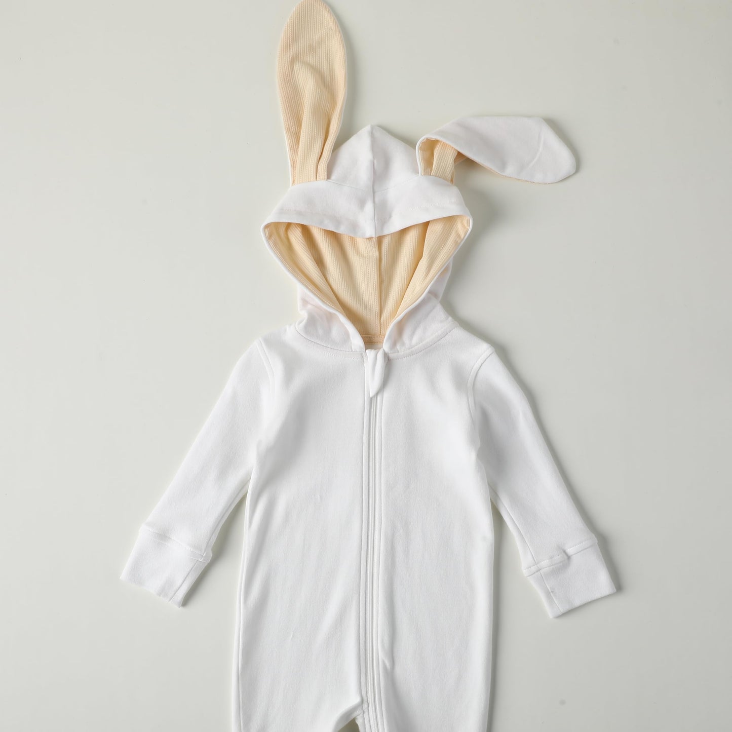 Owlivia Organic Cotton Baby Boy Girl Zip Up Sleep N Play, Footless, Long Sleeve(3-6 Months, White Bunny)
