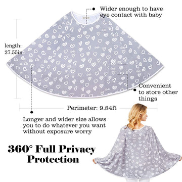 Kefee Kol Baby Nursing Cover & Nursing Poncho - Multi Use Cover For Baby Car Seat Canopy, Shopping Cart Cover, Stroller Cover, 3