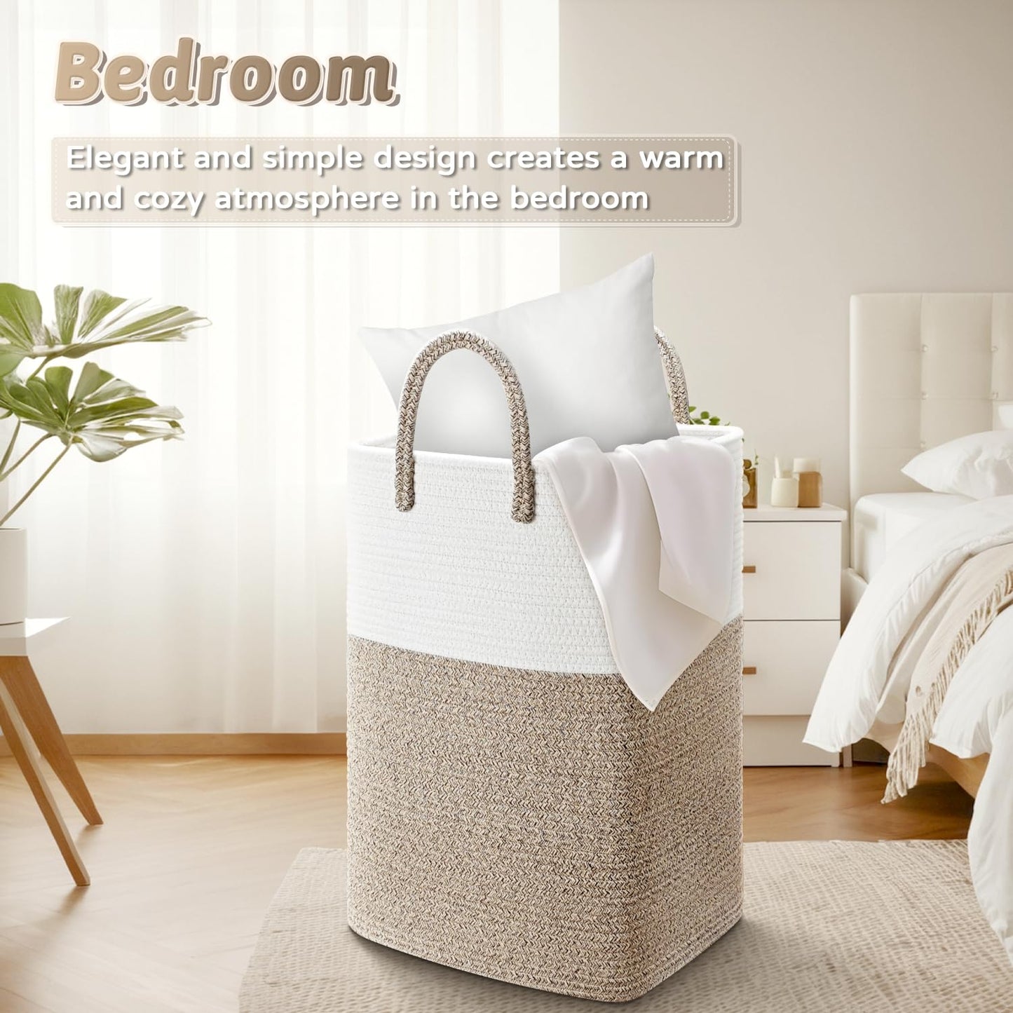 Artfeel Laundry Basket,Woven Cotton Rope Laundry Hamper,60L Versatile Storage For Dirty Clothes,Baby Toys,And Blankets In Bathro