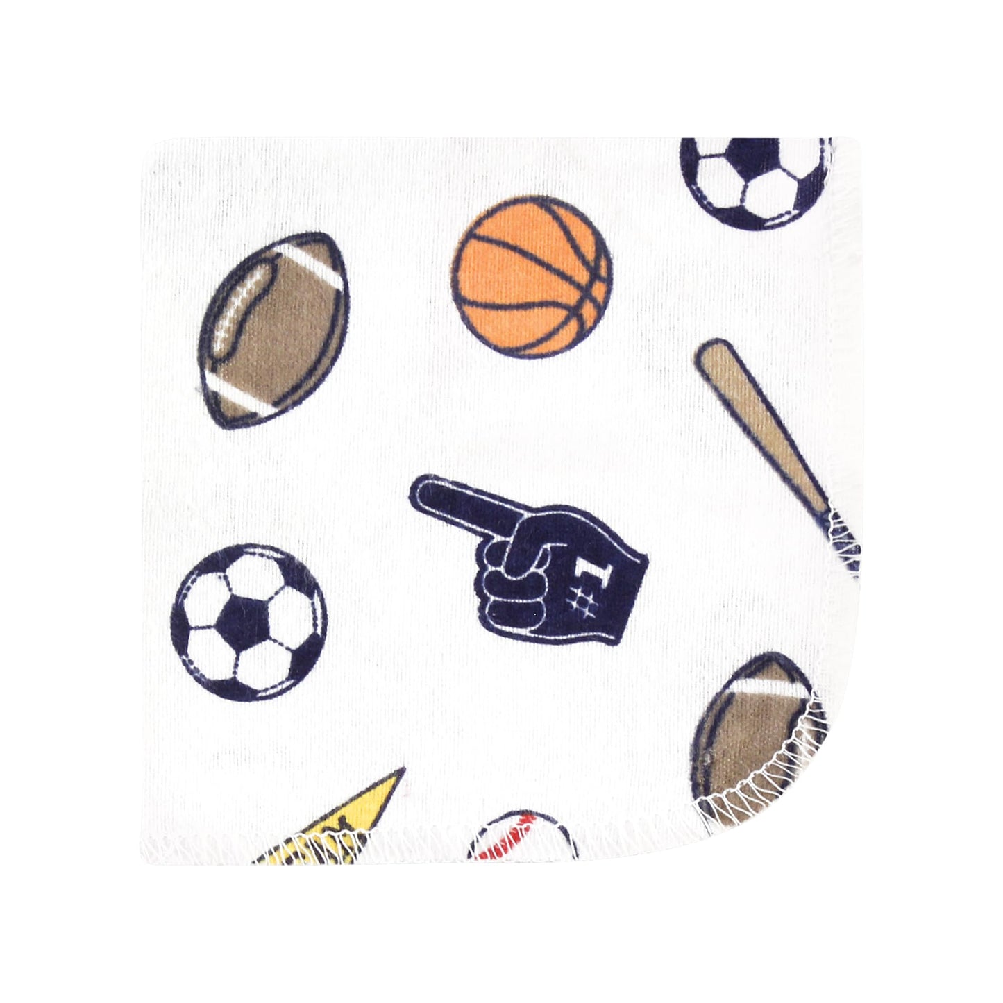 Hudson Baby Unisex Baby Flannel Cotton Washcloths, Sports Fan 10 Pack, One Size