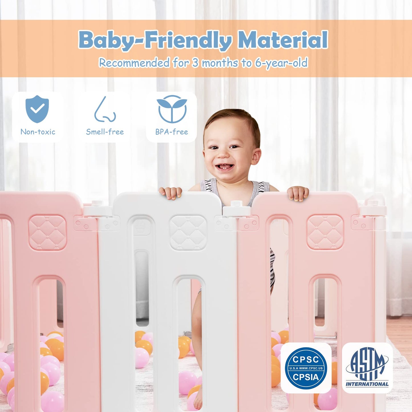 Costzon Baby Playpen, 16-Panel Extra Large Playpen For Babies And Toddlers, Foldable Activity Play Center With Safety Gate, Whit