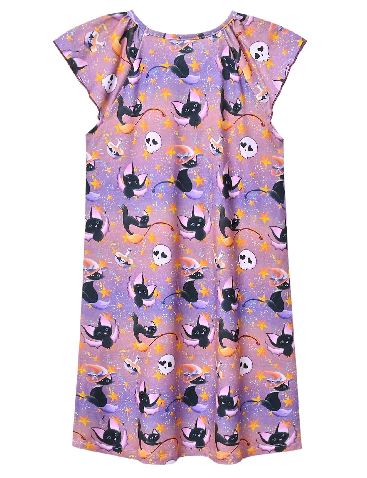 Perfashion Halloween Costume For Kids Cotton Nightgown For Girls 10 11 Years Ruffle Sleeve Bats Sleep Shirts