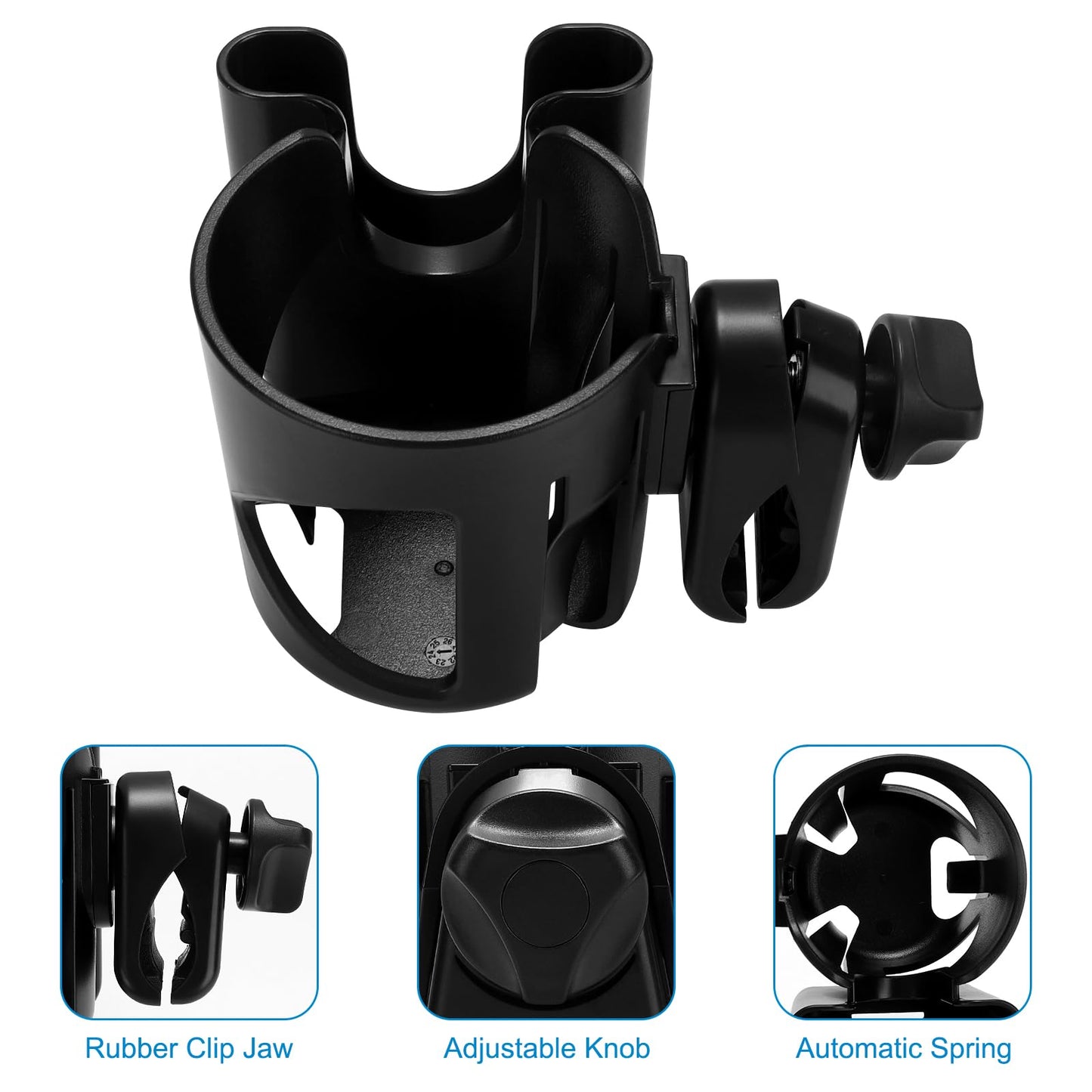 Accmor Stroller Cup Holder With Phone Holder, Universal 360 Rotatable Large Caliber Designed Bottle Cage For Bike, Stroller, Whe