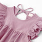 Lyxiof Toddler Baby Girl Cotton Linen Dress Ruffle Sleeve Halter Sleeveless Kids Casual Beach Dresses Pink 100Cm