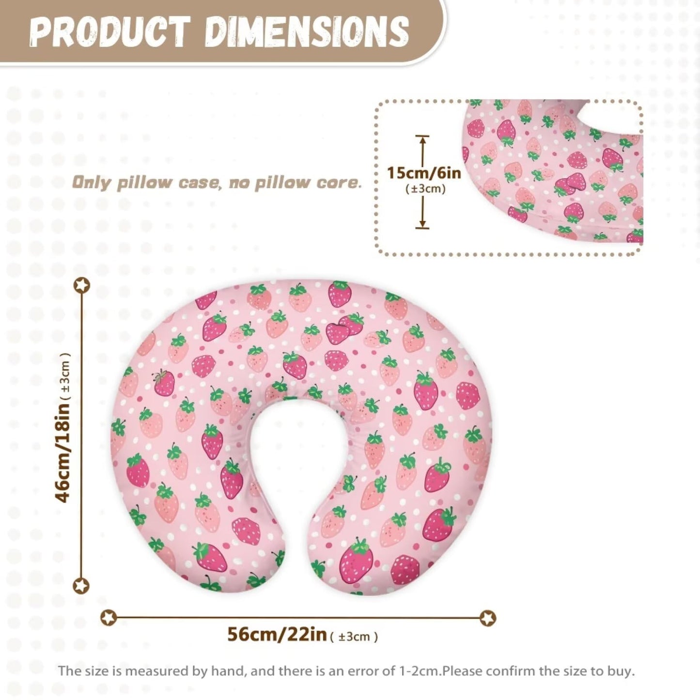 Tongluoye Strawberry Nursing Pillow Cover For Baby Girl Boy Stretchy Removable Covers For Breastfeeding Pillows Safe And Snug Br
