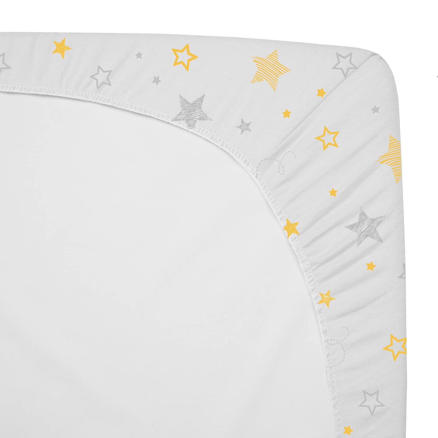 American Baby Company Printed 100% Natural Cotton Value Jersey Knit Fitted Pack N Play Playard Sheet, Golden Yellow Star, Soft B