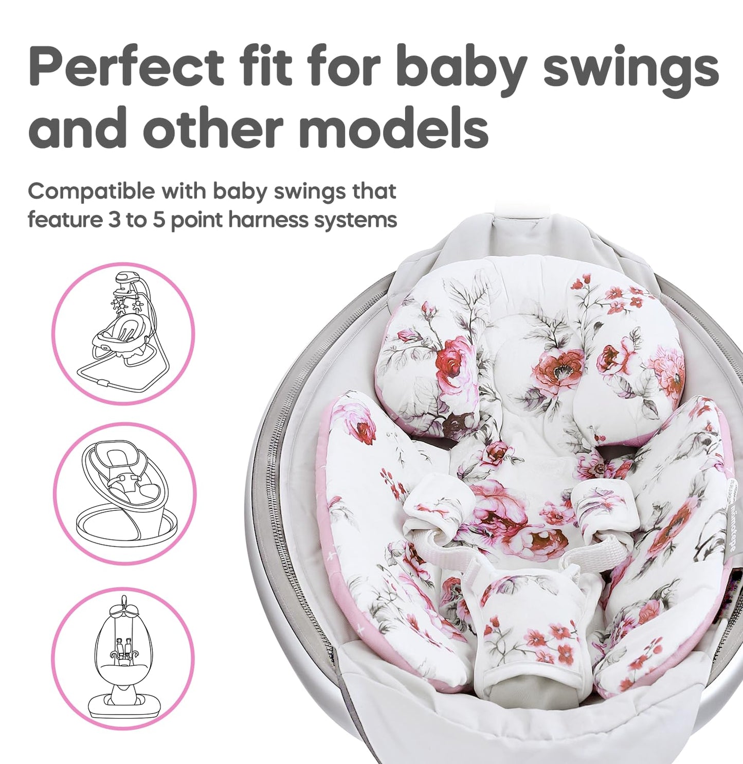 Mamatepe Infant Insert Compatible With 4Moms Mamaroo Rockaroo & Graco Duetsoothe Swing, Reversible Newborn Insert Head & Body Su