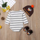Zaxarra Baby Boy Girl Thanksgiving Outfit Long Sleeve Letter Romper + Hat + Turkey Crib Shoes 3Pcs Clothes Set (12-18 Months, St
