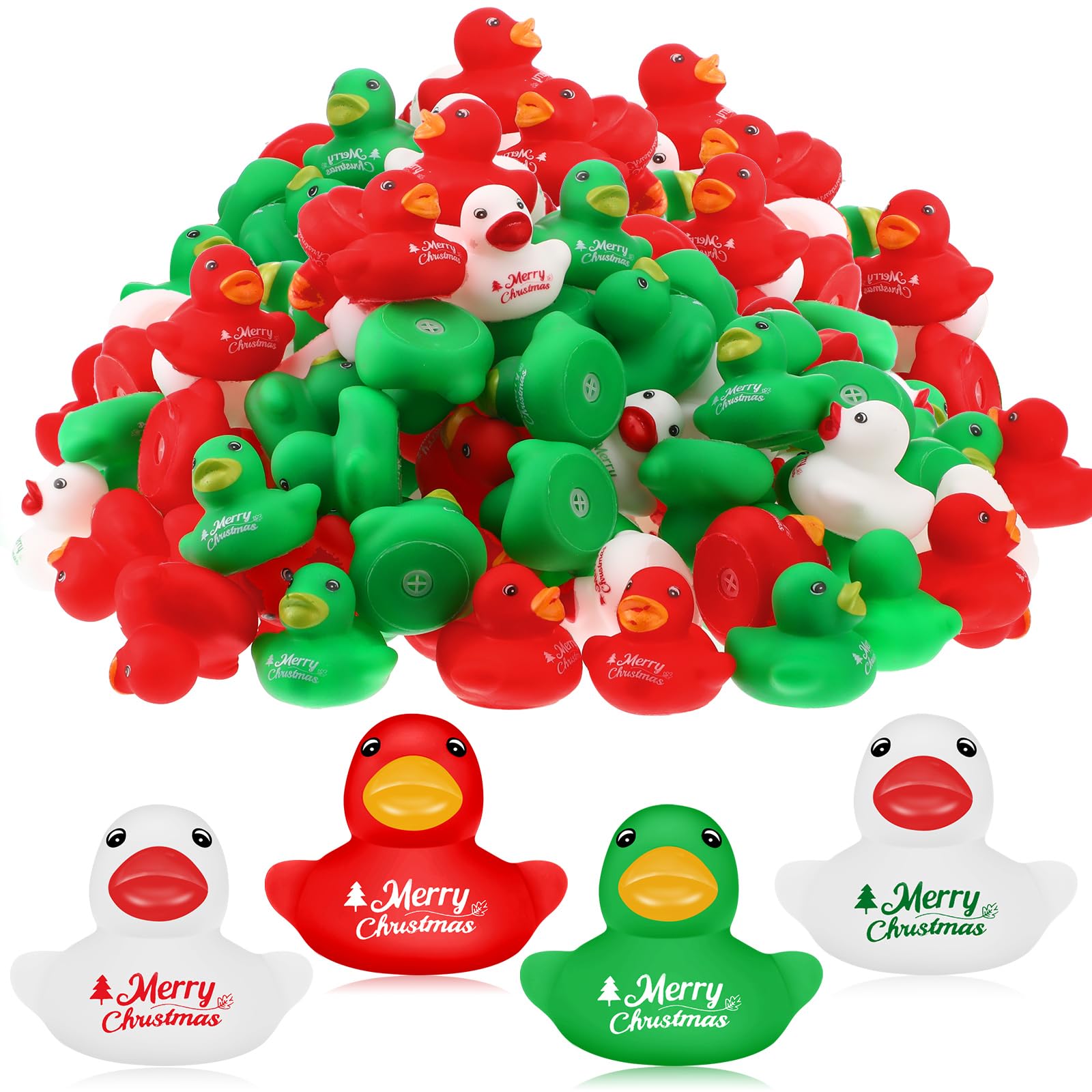 Junkin Mini Christmas Rubber Ducks 1.57 Inch Small Rubber Ducks in Bulk X-mas Rubber Ducks for Christmas Birthday Party Favors D