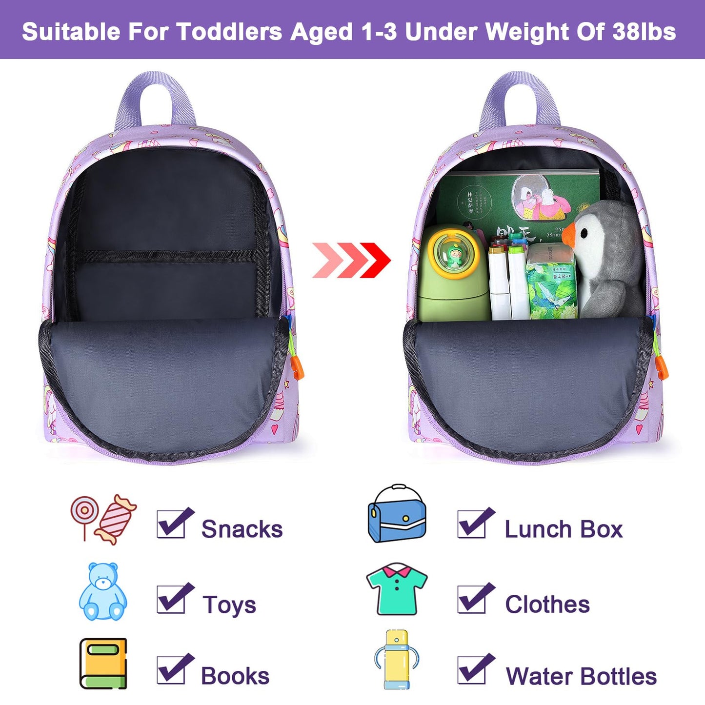 Accmor Toddler Harness Backpack Leash, Mini Unicorn Backpacks With Anti Lost Wrist Link, Cute Child Backpack Walking Leashes Kee