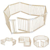 CONKKA Foldable Wooden Baby Playpen Large Play Yard for Babies and Toddlers, 2 in 1 Portable Fence Custom 25 Tall Wood Gate with