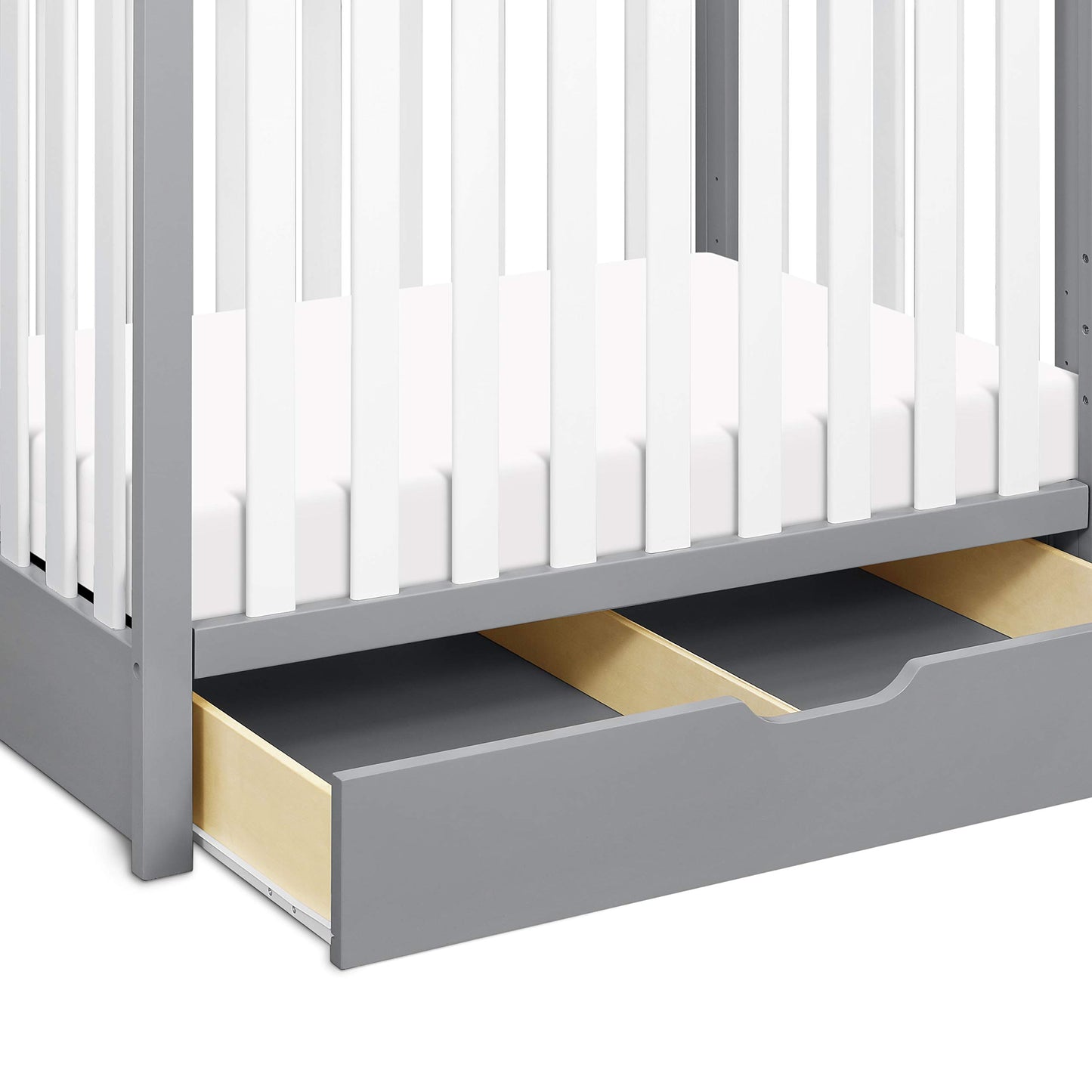 Carters by DaVinci Colby 4-in-1 Convertible Mini Crib with Trundle Drawer in Grey and White, Greenguard Gold Certified, Undercr
