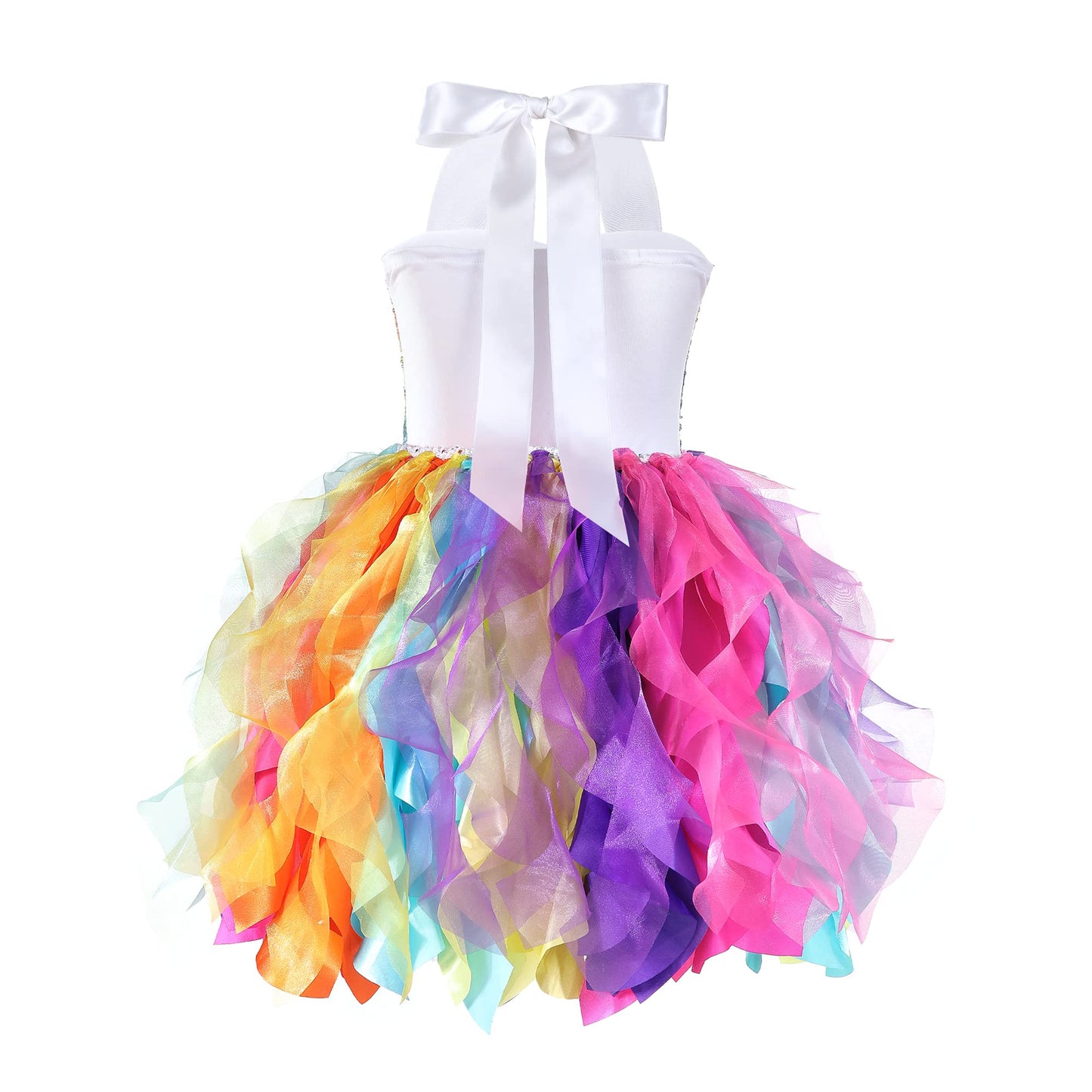 Baby Girls Rainbow Tutu Dress For Princess Birthday Party Dresses Costume Sparkly Sequin Tulle Dress For Girls Kids Halloween Un