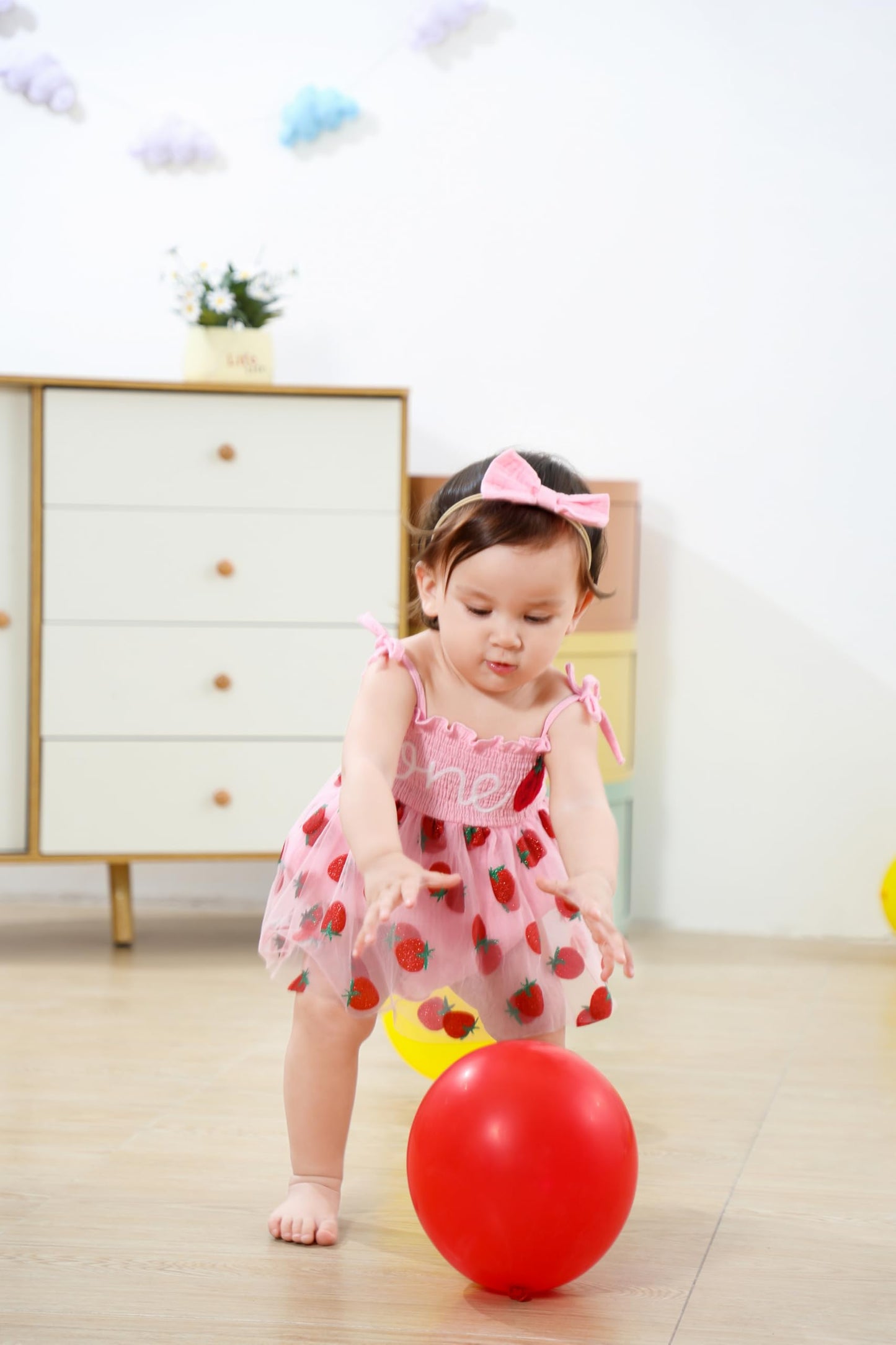 Titkkop Baby Girl 1St Birthday Clothes One Year Old Tulle Romper Sleeveless Bodysuit Cake Smash Outfits(Pink4,9-12M)