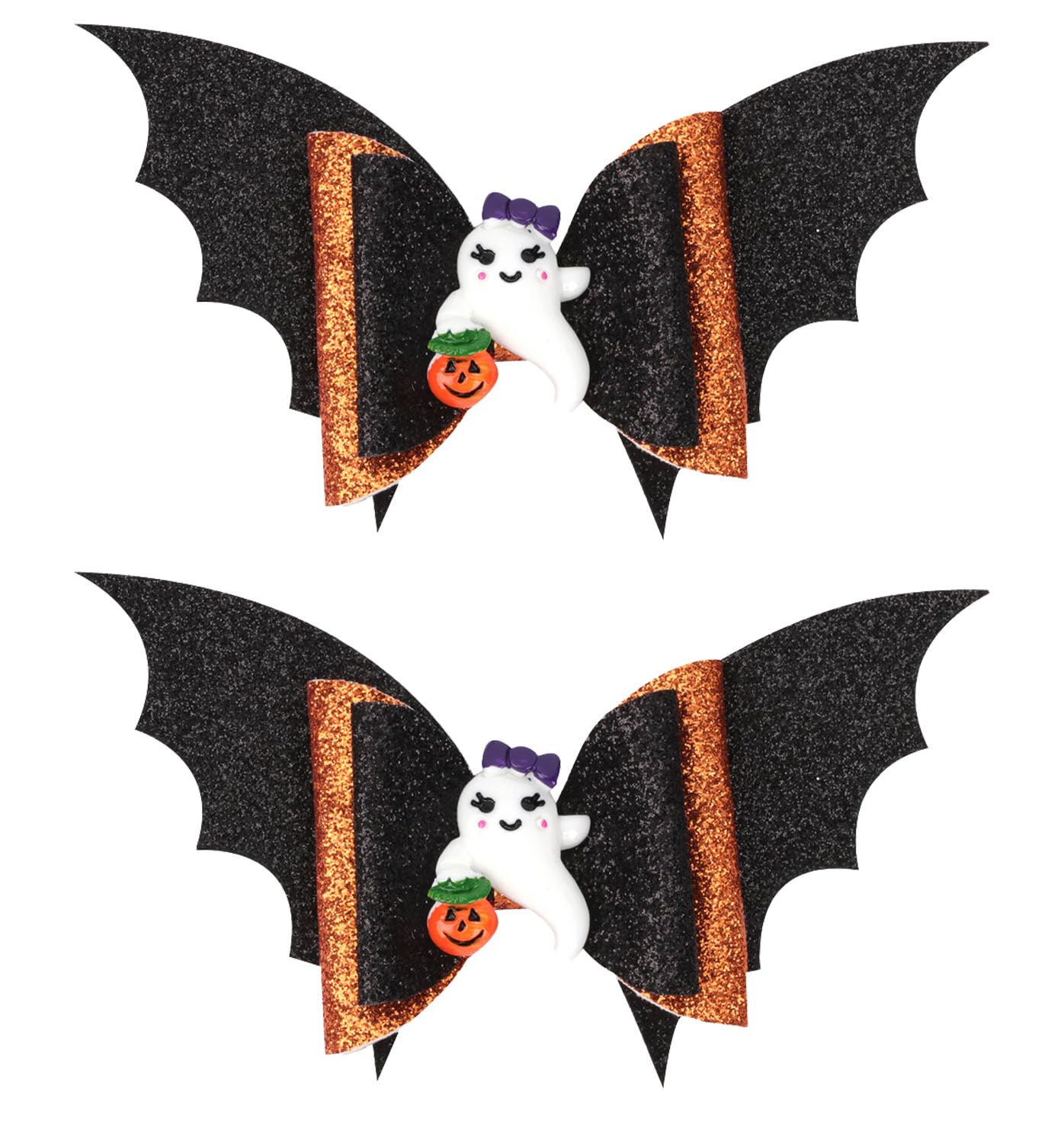 Love Sweety Baby Rose Halloween Headband Infant Pumpkin Hairband Bow Hair Clips (2Pcs Bat Ghost Pumpkin)